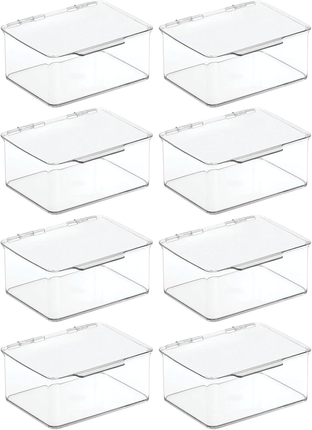Clear 8 Pack Plastic Stackable Storage Bin with Lid O519
