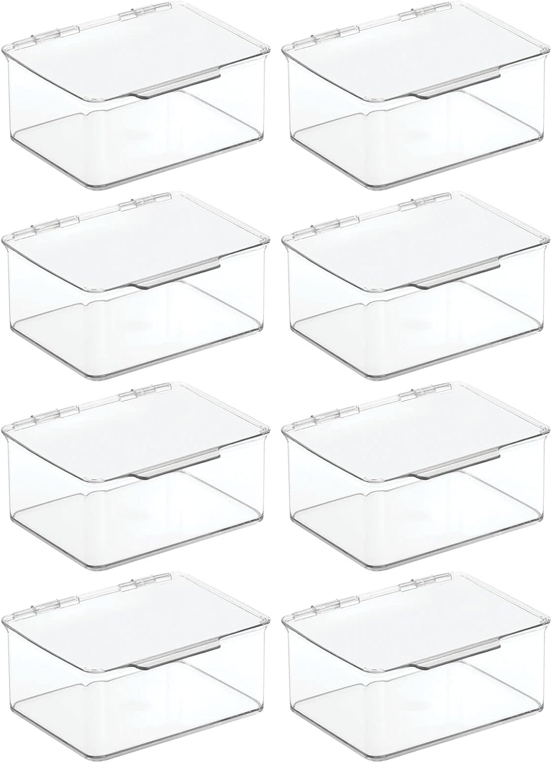 Clear 8 Pack Plastic Stackable Storage Bin with Lid O519