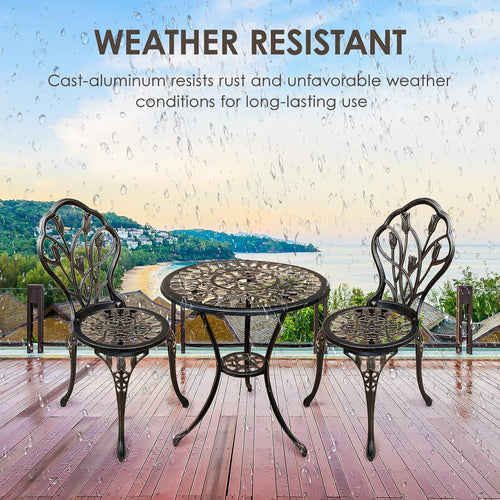 3 Piece Cast Aluminum Outdoor Table and Chairs Set M10956