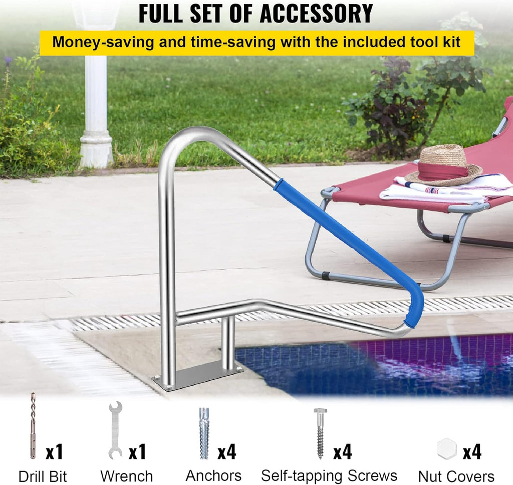 55x32 Stainless Steel Pool Handrail with Grip Cover N45244