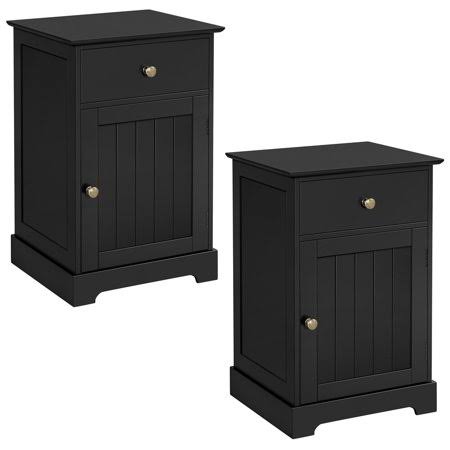 Black Wood Nightstand Set of 2 Z633