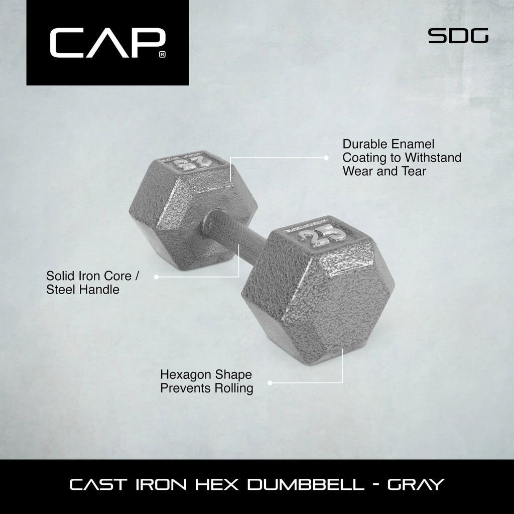 25lb Cast Iron Hex Dumbbell X1632