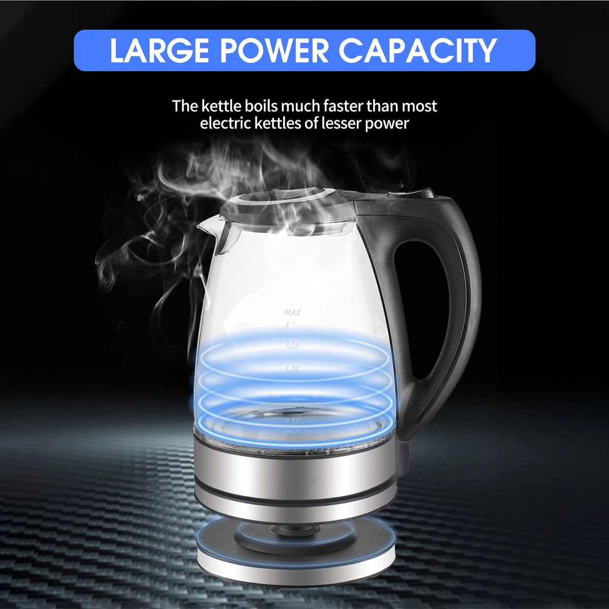 1.7L 1500W Glass Electric Kettle with Auto Shut-Off I15697