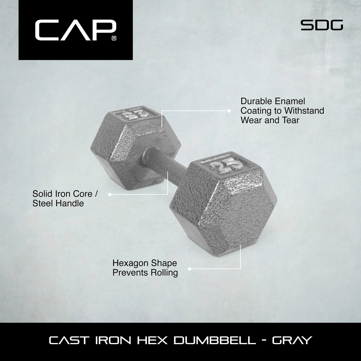 25lb Cast Iron Hex Dumbbell X1632