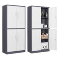 Black 72" Tall Steel Lockable Storage Cabinet with 2 Doors and 5 Adjustable Shelves D177