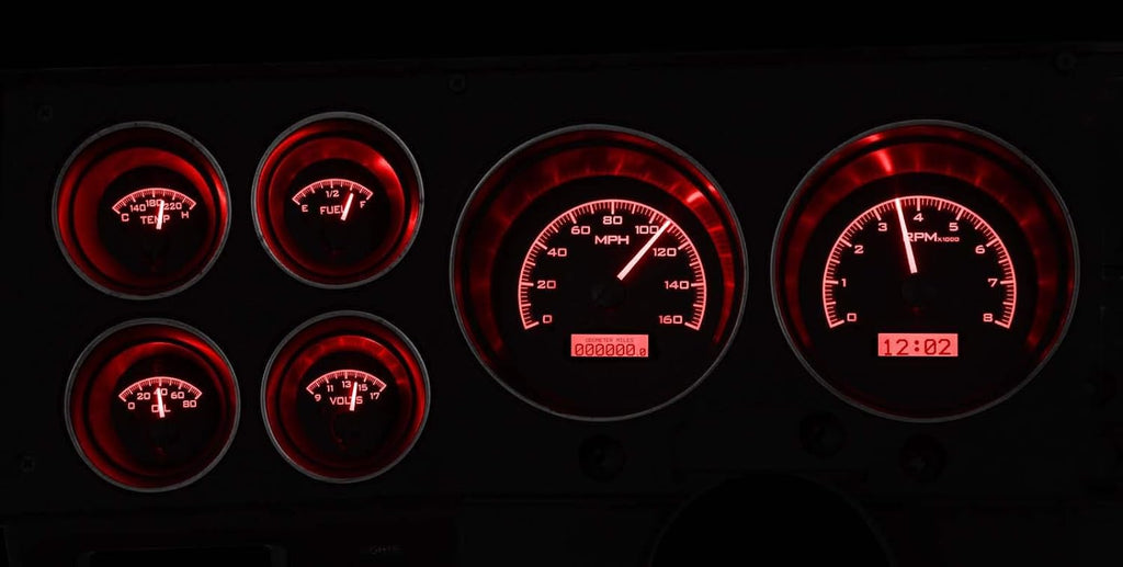 Black Alloy Analog Dash Gauges System I37508