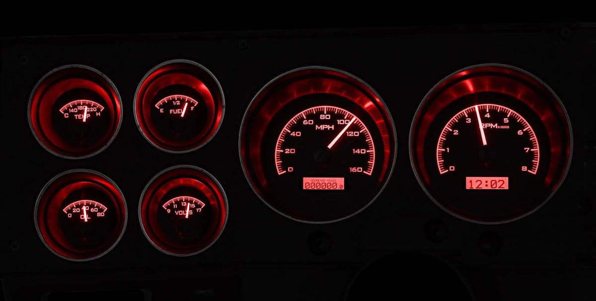 Black Alloy Analog Dash Gauges System I37508