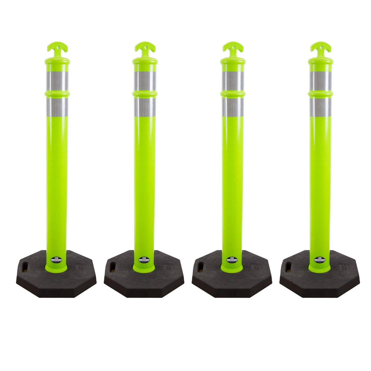 Portable Polyethylene Delineator Post with Rubber Base Set of 4 Lime M414