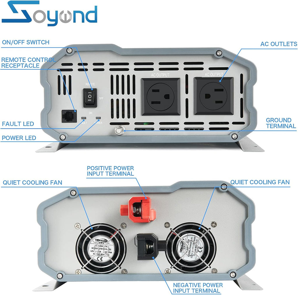 Pure Sine Wave 2000 Watt Power Inverter with Remote Controller X82530