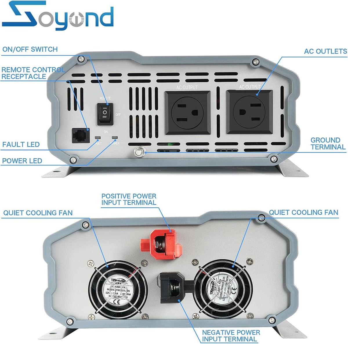 Pure Sine Wave 2000 Watt Power Inverter with Remote Controller X82530