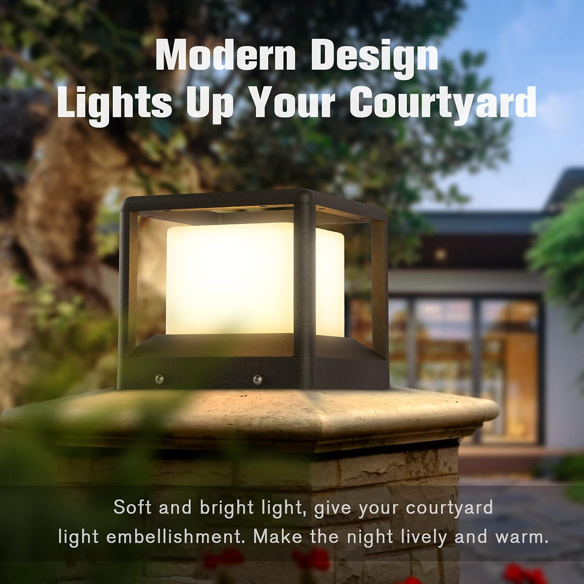 Outdoor Post Cap Light Waterproof Lantern Column Lamp Warm White A125
