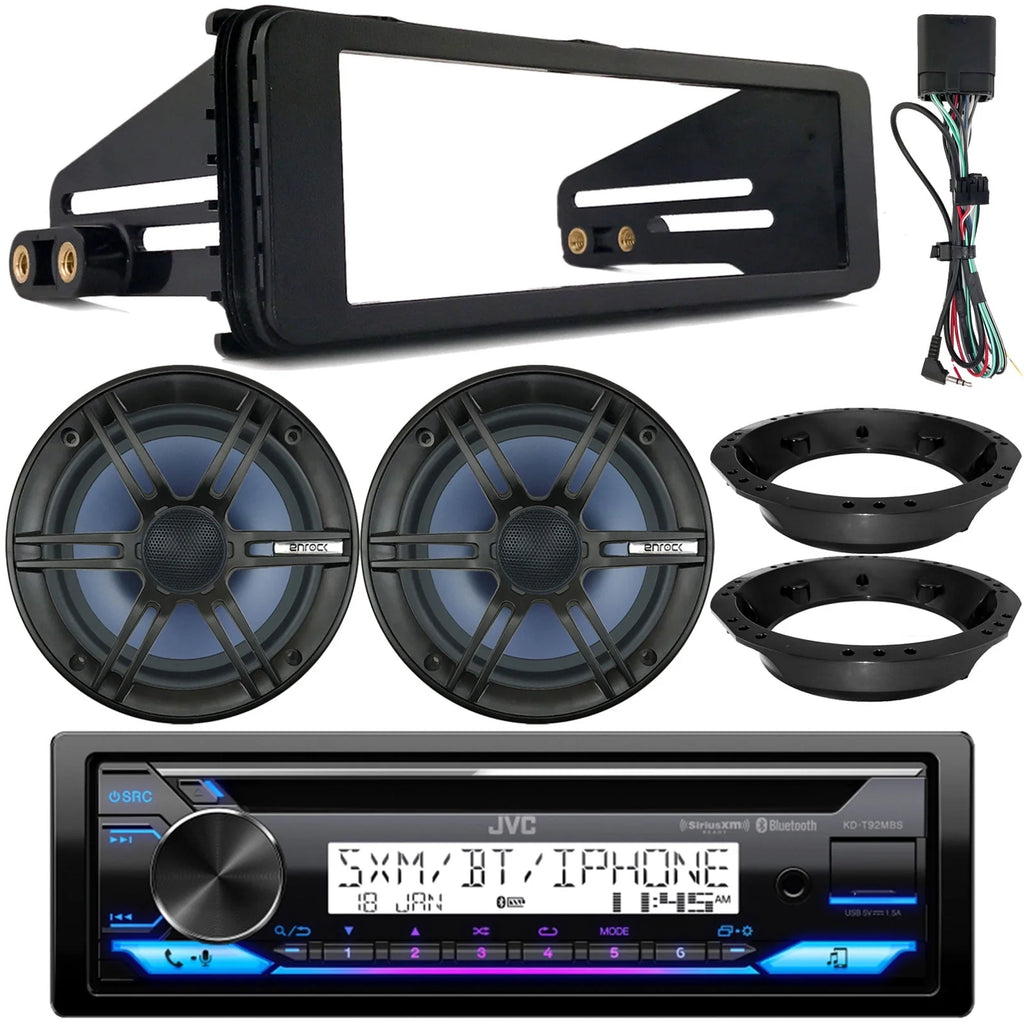 Single DIN Marine Bluetooth USB AUX AM/FM CD Receiver with 2x 6.5 120W Marine Speakers X147940
