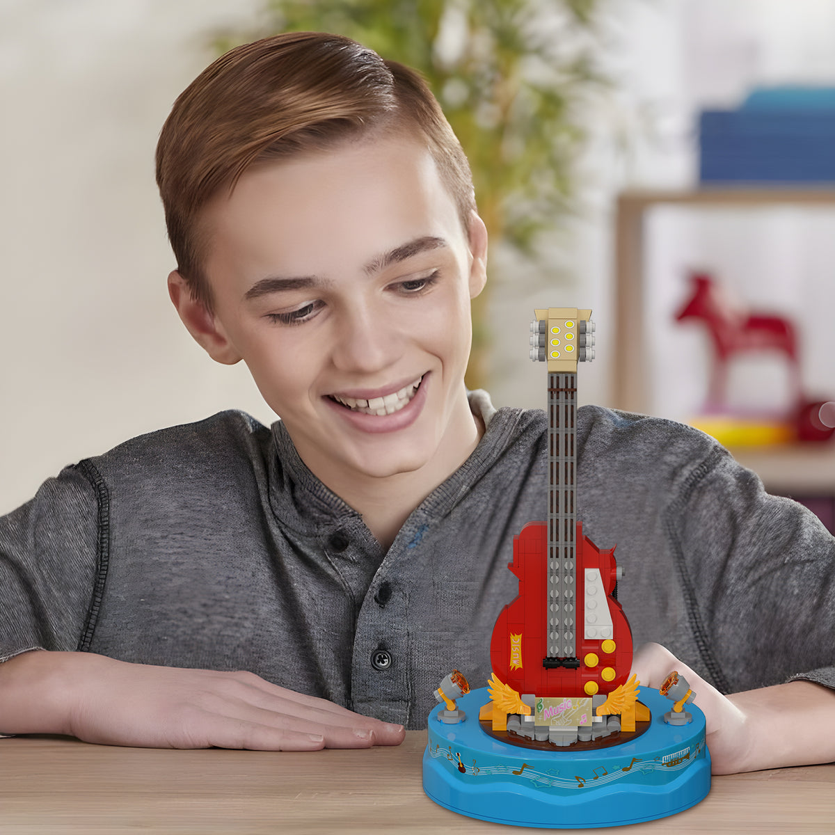 Guitar Model Building Set with Music Box Construction Creative Toys (308 Pcs) E744553
