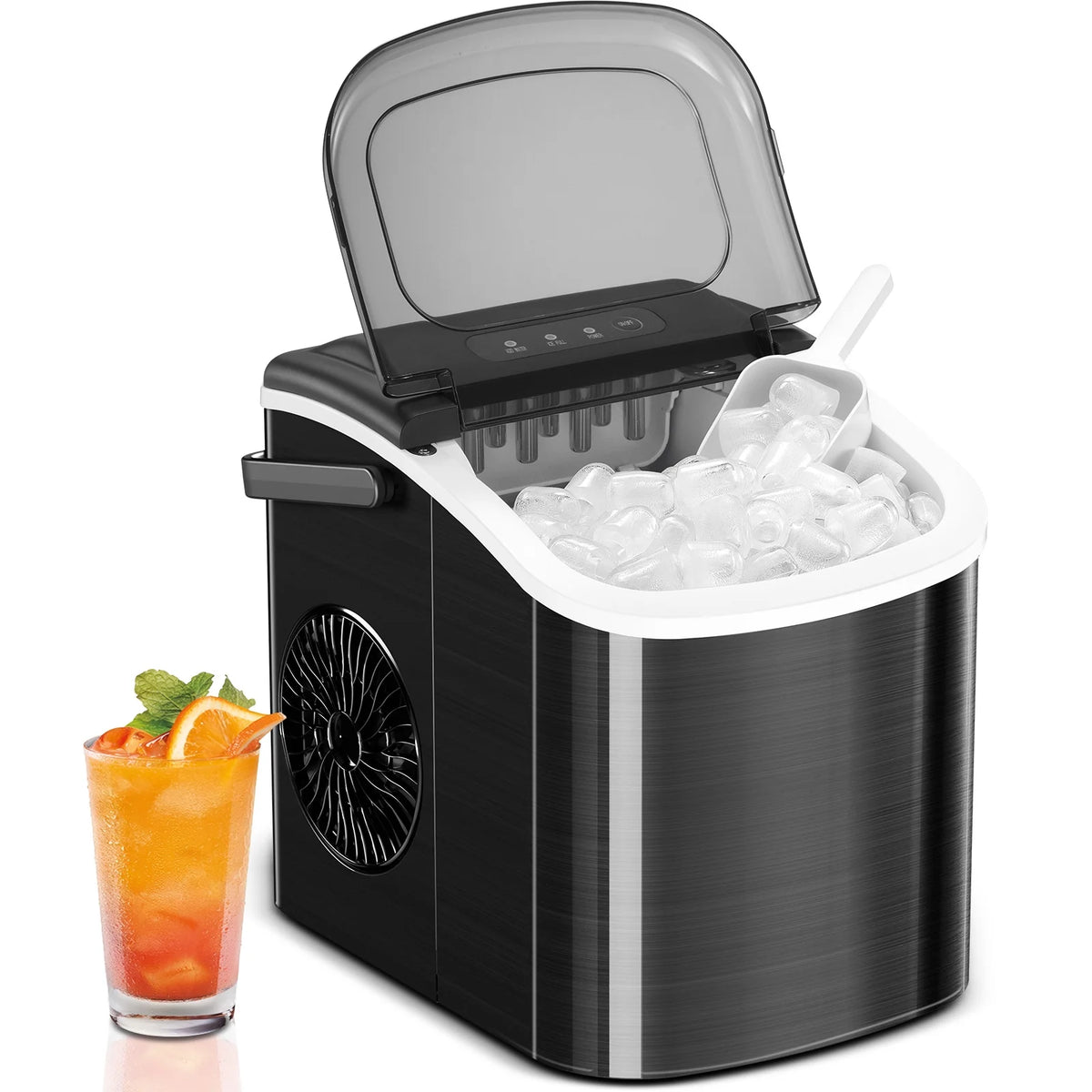 Portable Countertop Ice Maker 26lbs/24H Stainless Steel Black Q56301