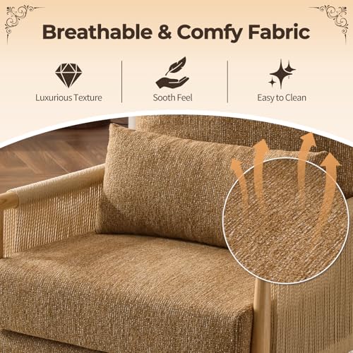 Green Chenille Accent Chair with Lumbar Pillow F4053