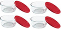 7-Cup Glass Food Storage Bowl with Red Lid 4-Pack V374680