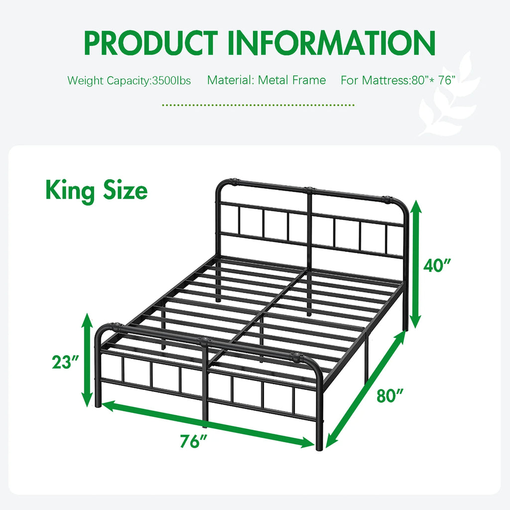 King Bed Frame with Headboard and Footboard U697