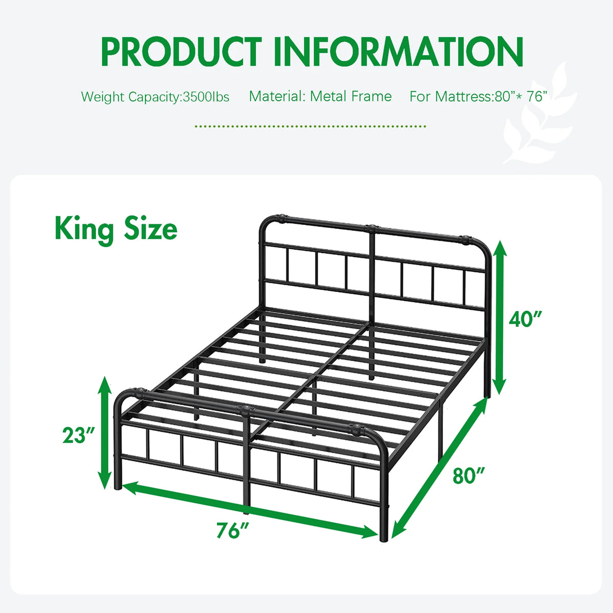 King Bed Frame with Headboard and Footboard U697