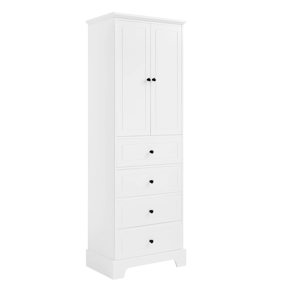 White Wooden Storage Cabinet with Adjustable Shelves and Drawers K2951