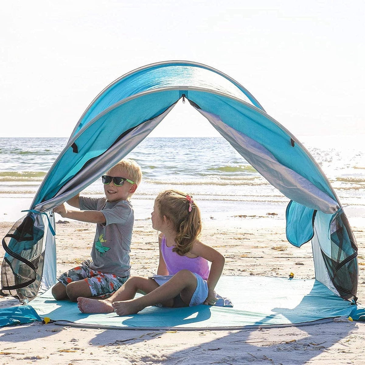 UPF 50+ Pop Up 3-4 Person Beach Tent Sun Shelter K436073