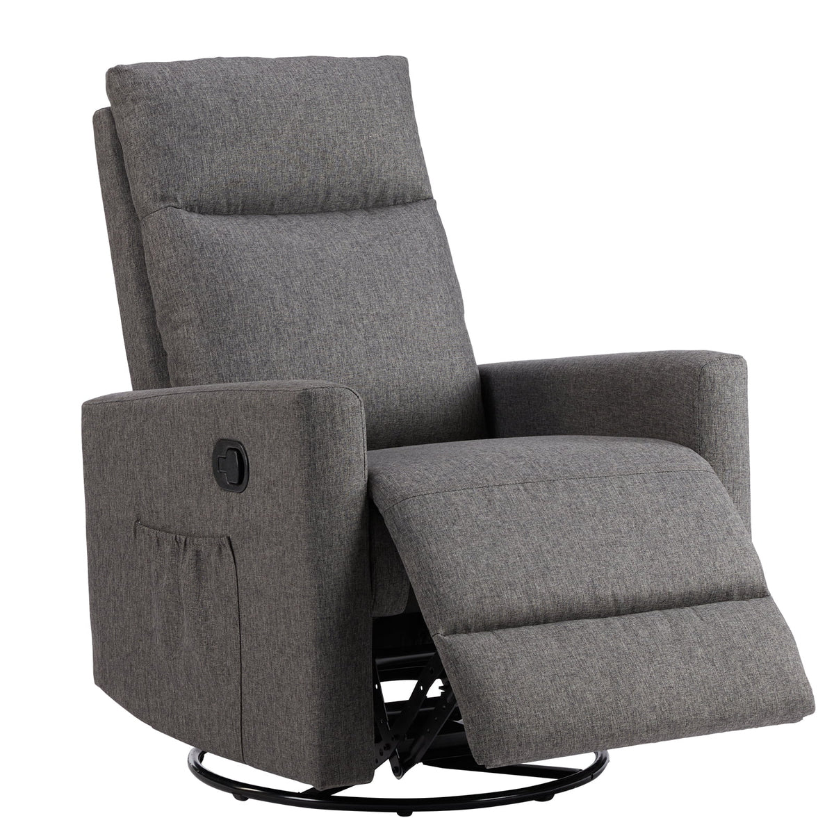 Grey Swivel Glider Rocker Recliner Chair with Adjustable Backrest and Footrest M4631