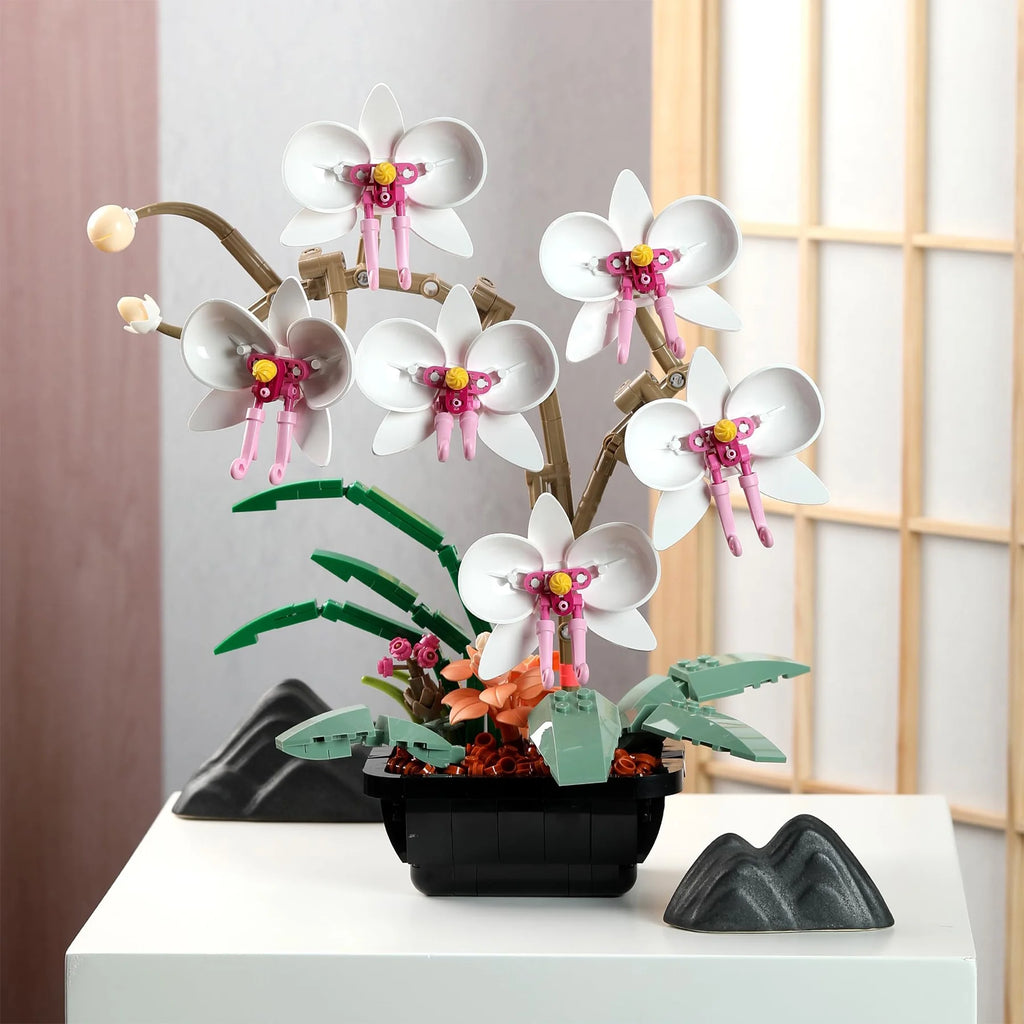 White Orchid Bouquet Building Block Set P80144
