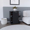 Black Bar Cart with 6 Built In Bottle Racks and 2 Open Side Shelves Z3413