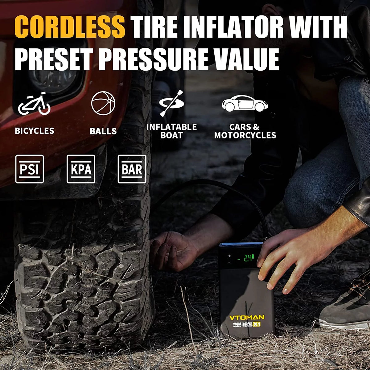 6000A Peak 12V Jump Starter with 150PSI Air Compressor F1547