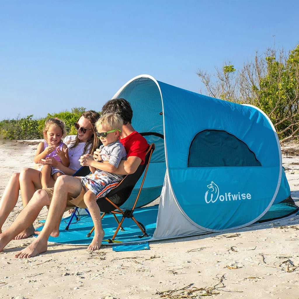 UPF 50+ Pop Up 3-4 Person Beach Tent Sun Shelter K436073
