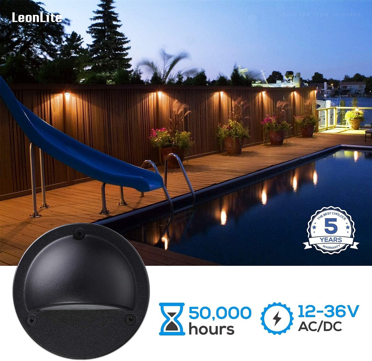 Pack of 6 Low Voltage LED Deck Lights with Die-cast Aluminum B908226