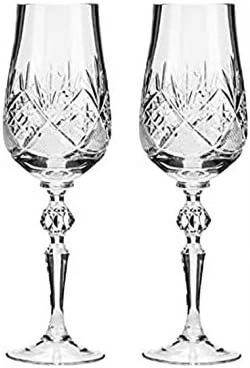 Hand Made Vintage Crystal Champagne Flute Glasses Set Of 2 P724
