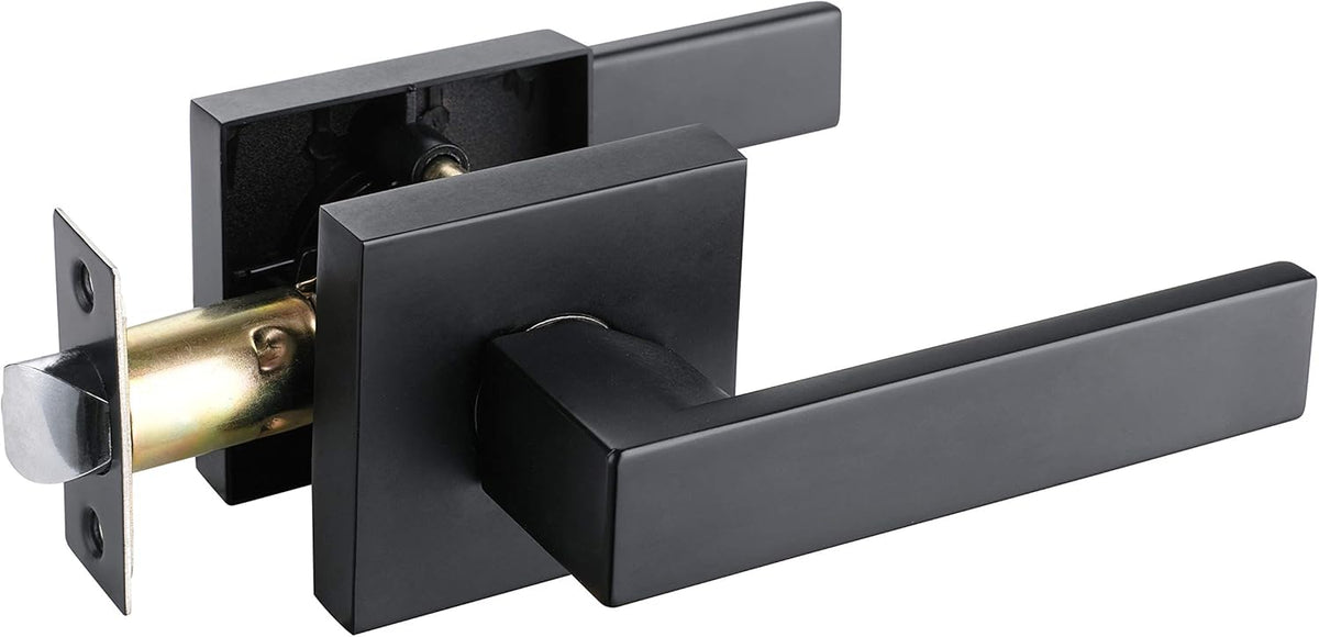 Matte Black Door Lock Lever Handle 6 Pack Y85352