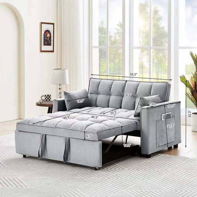 Black Velvet 3 in 1 Sleeper Sofa Bed L5539