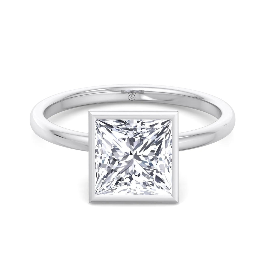 Moissanite Princess Cut Lab Diamond Bezel Set Engagement Ring G70631