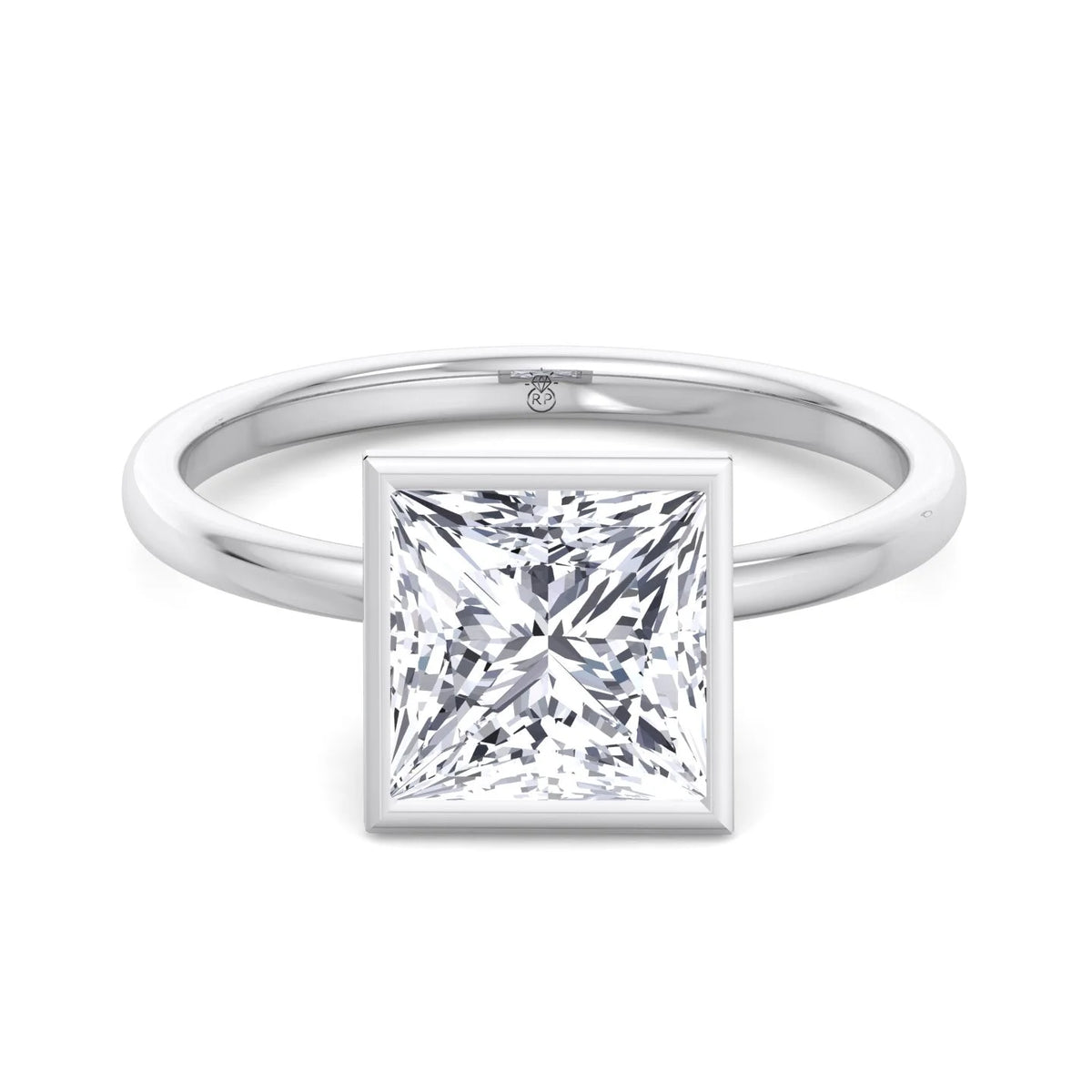 Moissanite Princess Cut Lab Diamond Bezel Set Engagement Ring G70631