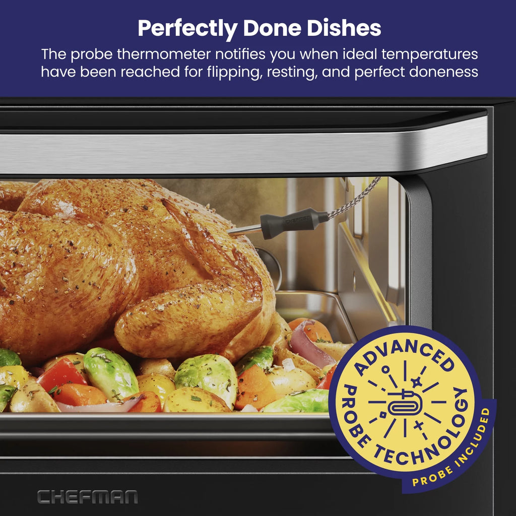 12-in-1 Air Fryer Oven Combo with Probe Thermometer, 20 Qt, Black Stainless Steel R130