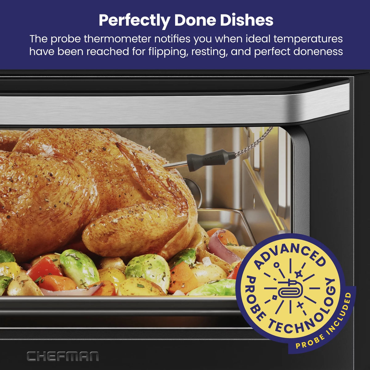 12-in-1 Air Fryer Oven Combo with Probe Thermometer, 20 Qt, Black Stainless Steel R130