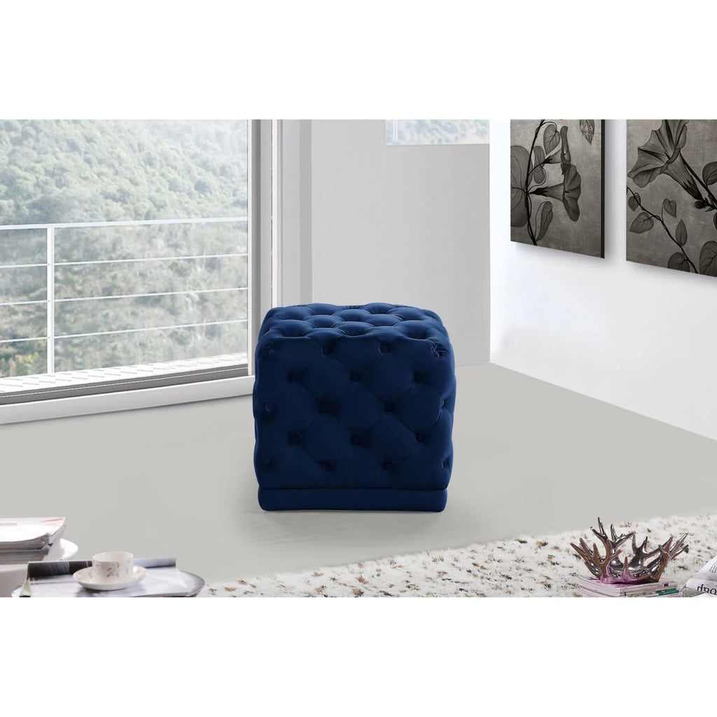Cream Velvet Ottoman/Stool Z6345