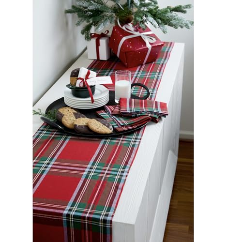100% Pure Linen Green Tartan Plaid Table Runner 14 x 72 Inch P43105