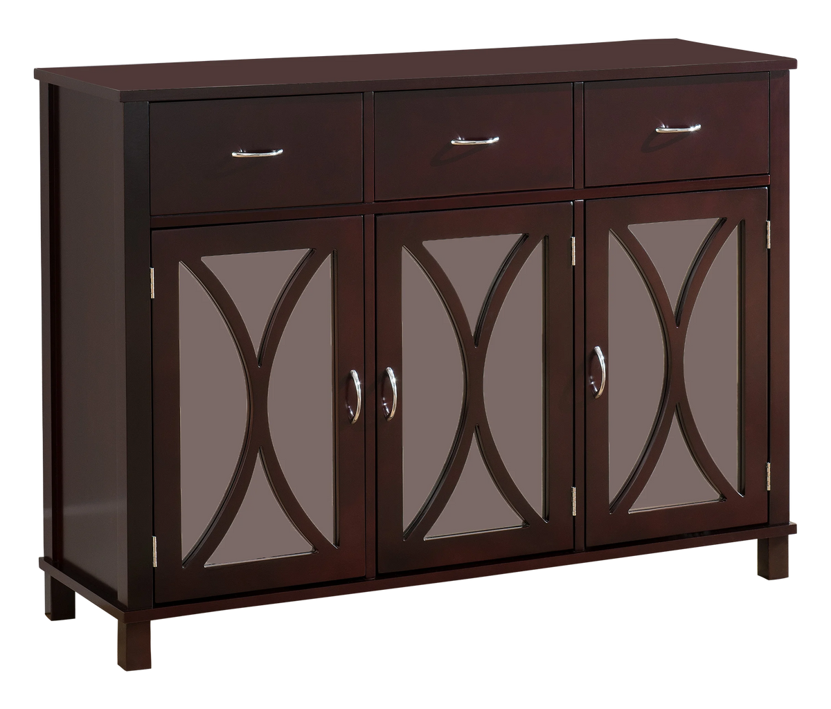 Espresso Buffet Cabinet Server with 3 Cabinets and 3 Drawers U4436