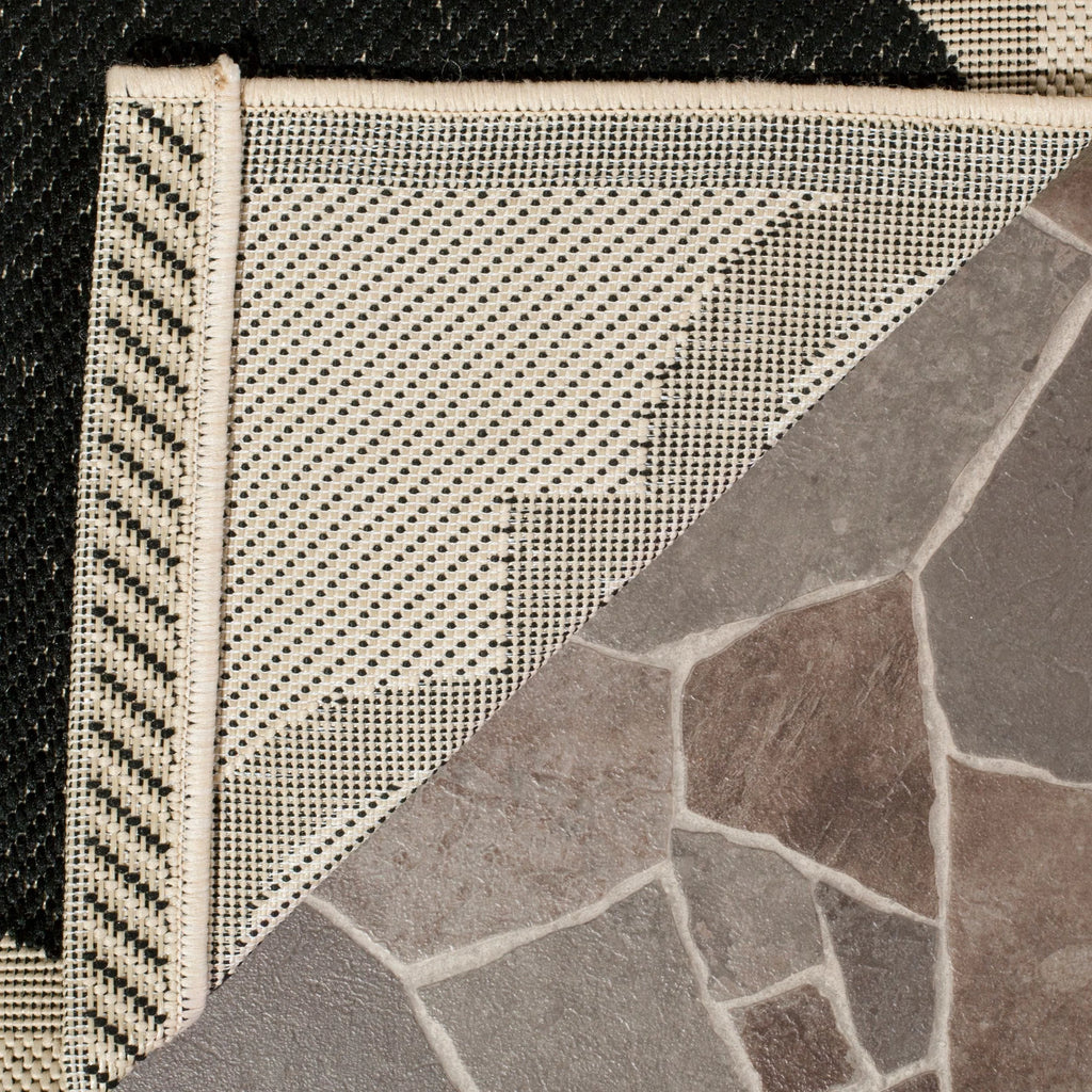 Black Beige Quatrefoil Indoor/Outdoor Area Rug P19163