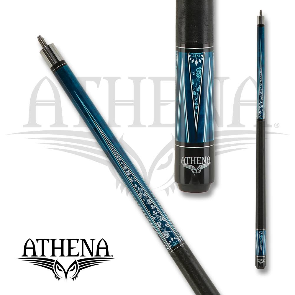 21 oz Athena Blue with White Roses Pool Cue H8456