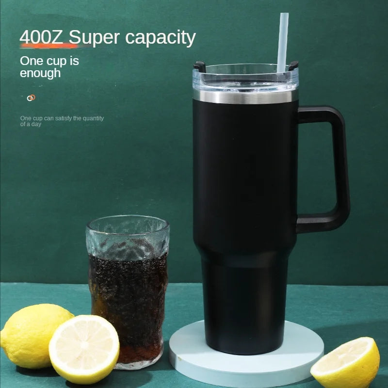 40 oz Insulated Reusable Stainless Steel Tumbler with Handle and Straw Lid L536