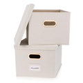 Collapsible Linen File Organizer Box Set of 2 with Lid J12532
