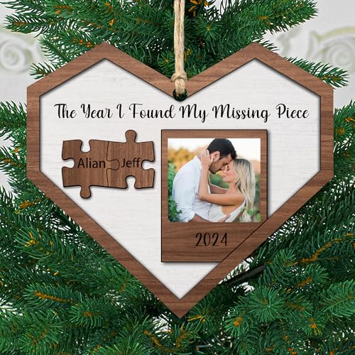 2-Layered Wooden Couple Puzzle Christmas Ornament L1259