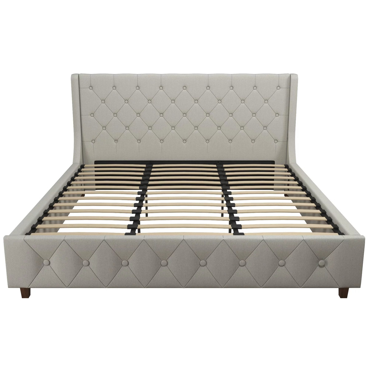 King Light Gray Linen Upholstered Bed N746921