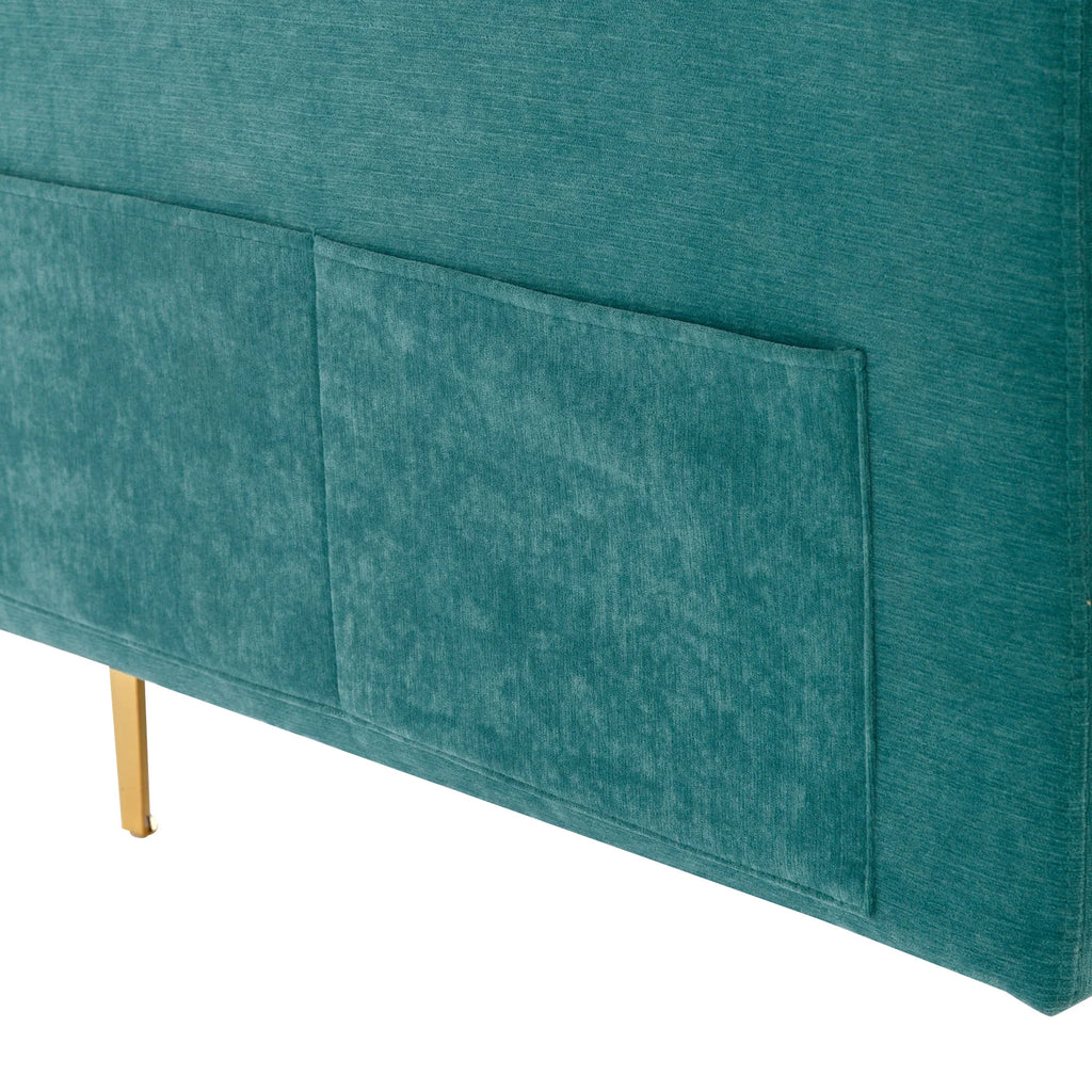 Green L-Shape Convertible Sectional Sofa with Movable Ottoman O577825
