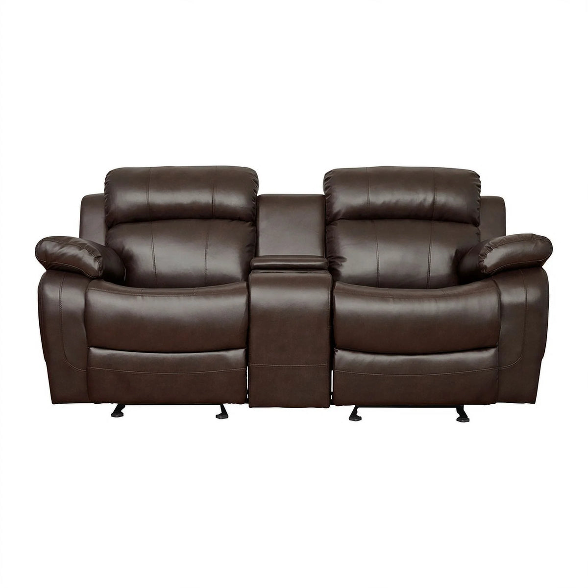 Brown Faux Leather 2-Piece Reclining Sofa Set O675