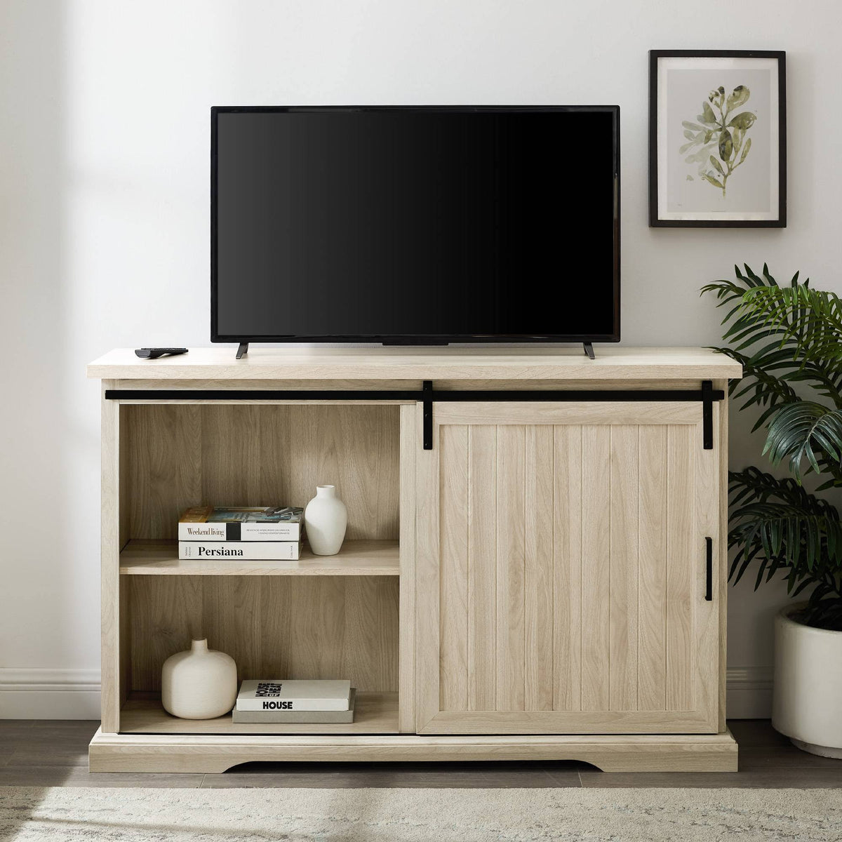 Farmhouse Sliding Door Sideboard with 3 Drawers Birch C363978