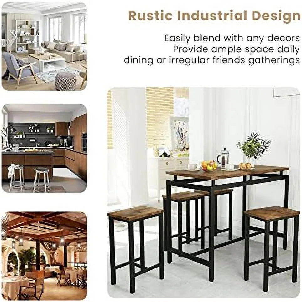 Black 5 Pieces Counter Height Table and Chairs Set E180561